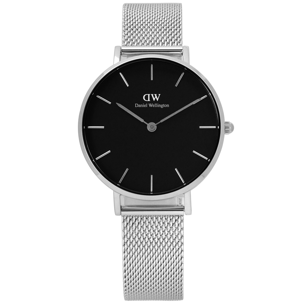 Daniel Wellington Classic米蘭編織不鏽鋼手錶-黑色/32mm