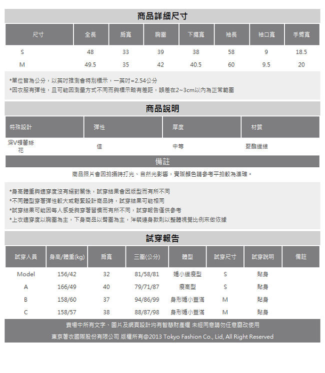 東京著衣 微透膚深V蕾絲針織上衣-S.M(共三色)