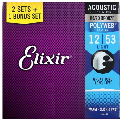 ELIXIR EXXF-16548 黃銅民謠木吉他套弦三包裝