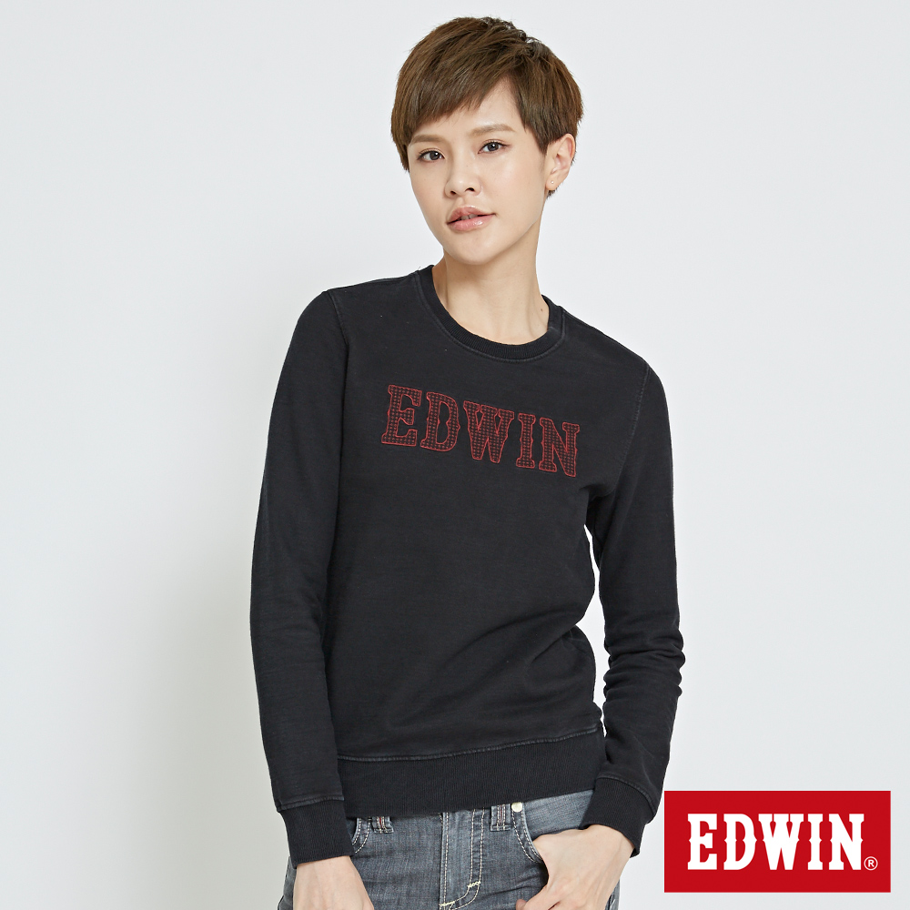 EDWIN 繡花EDWIN長袖T恤-女-紅色