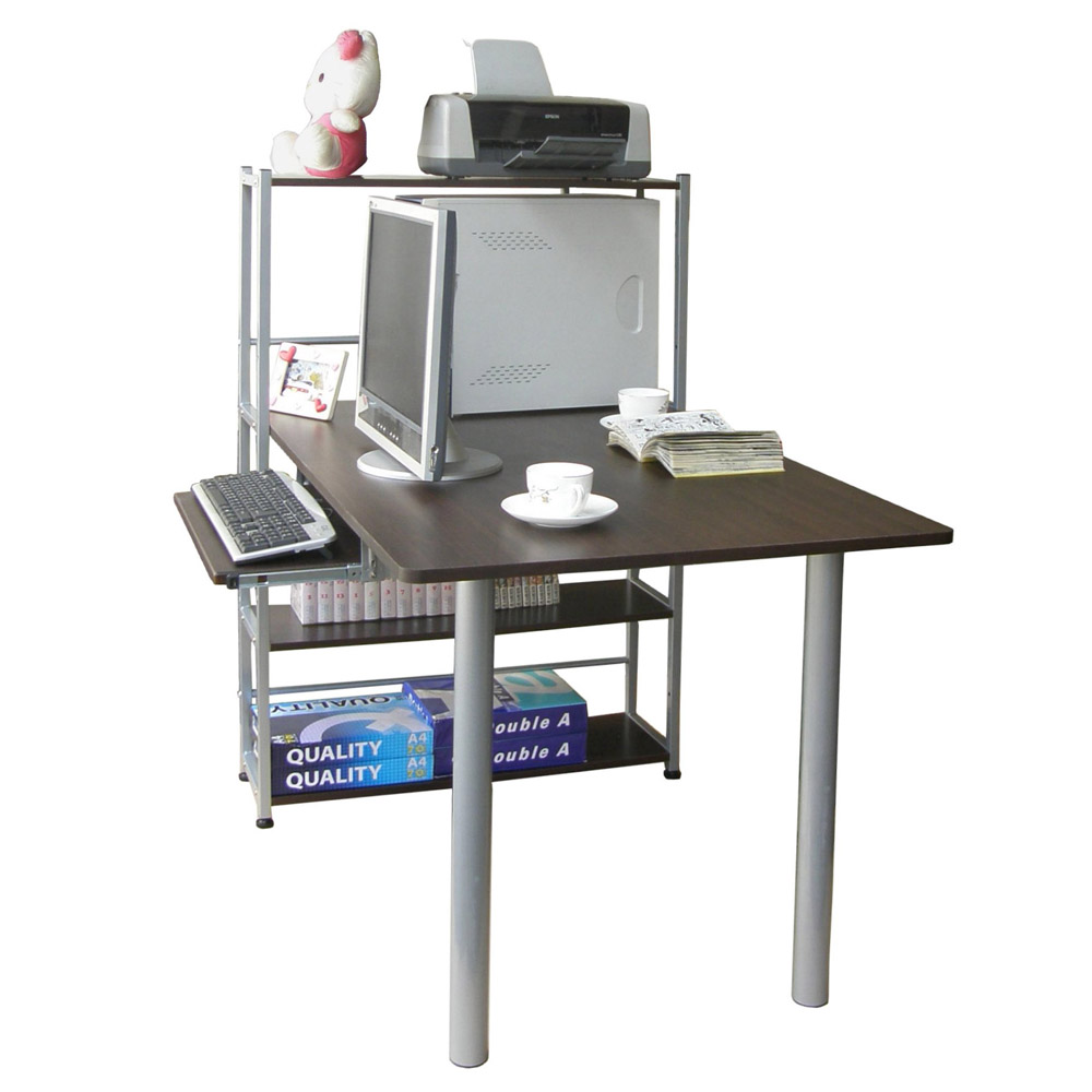 Dr. DIY 4層置物架電腦桌(深80x寬120cm)-深胡桃木色