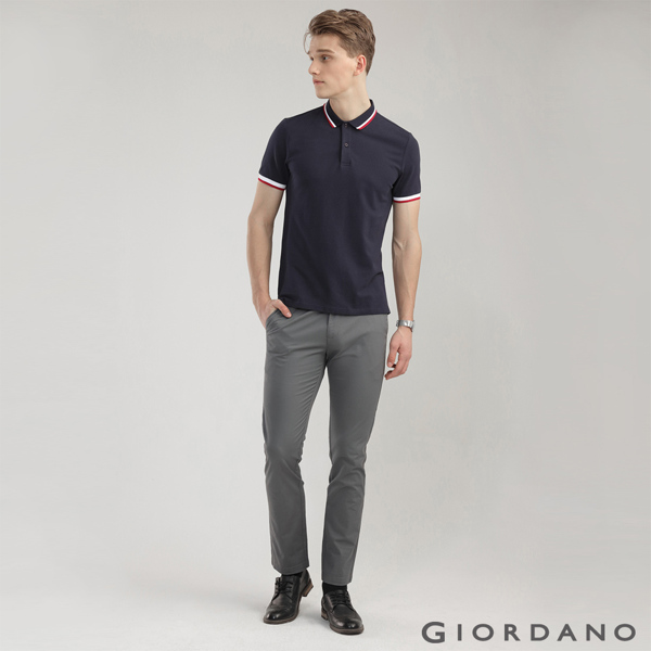 GIORDANO 男裝低腰窄管休閒長褲-05 素凈灰