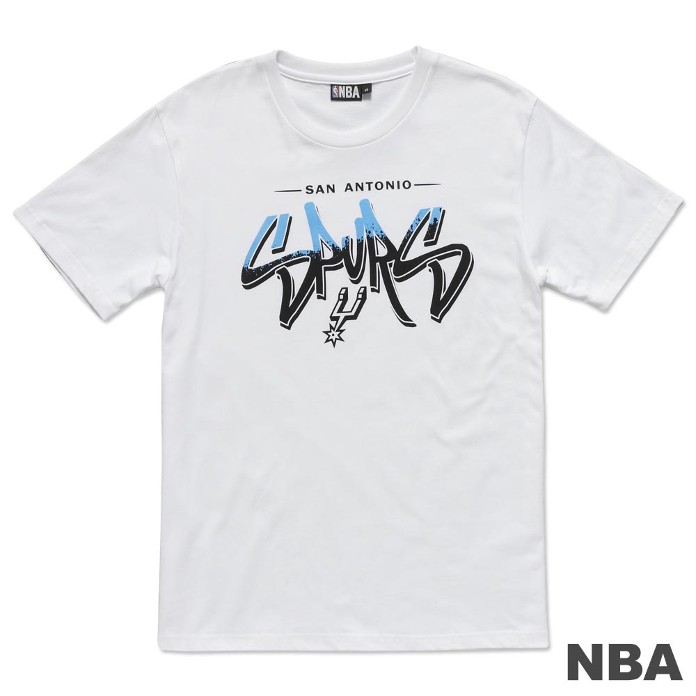 NBA-聖安東尼奧馬刺隊漸層LOGO純棉T恤-白(男)