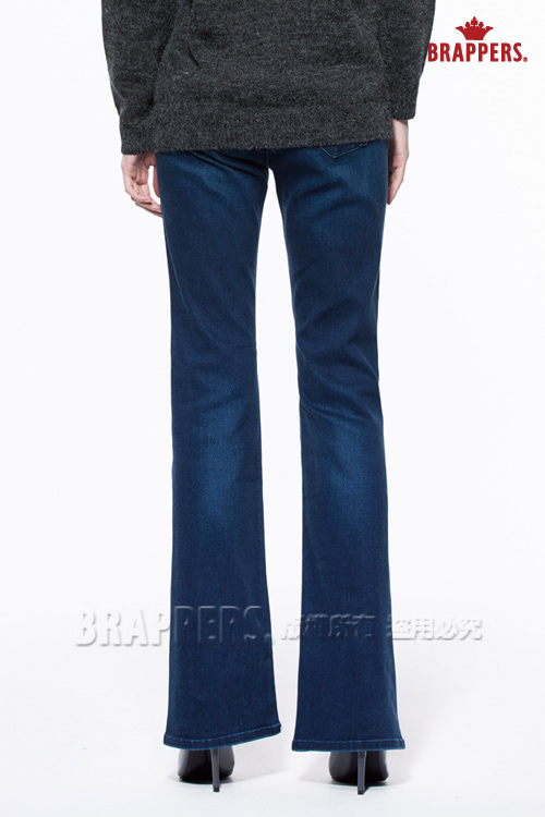 BRAPPERS 女款 新美腳Royal系列-女用中腰彈性小喇叭褲-藍
