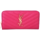 YSL Saint Laurent MONOGRAM 斜壓荔枝皮紋拉鍊長夾(桃紅色) product thumbnail 1