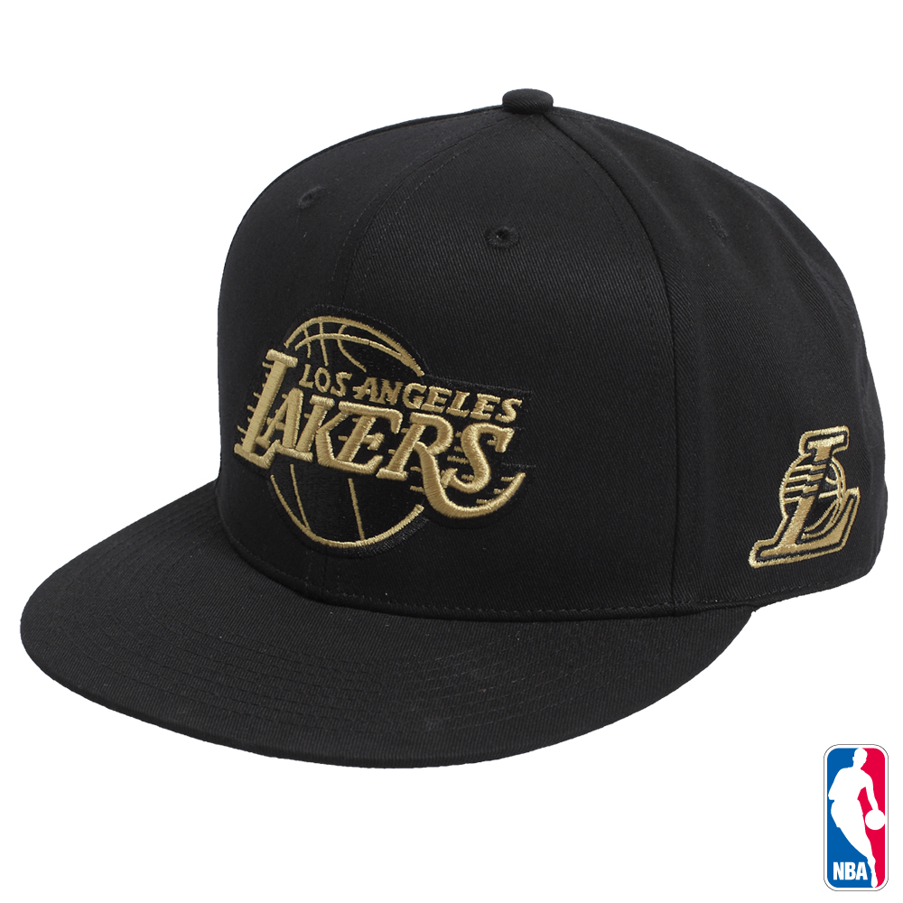 NBA-洛杉磯湖人隊經典款可調式嘻哈帽-黑