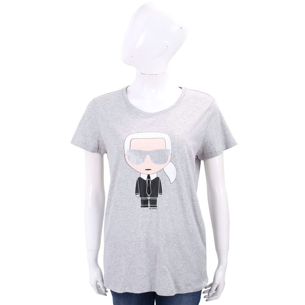 Karl Lagerfeld IKONIK 經典老佛爺圖騰灰色棉質T恤