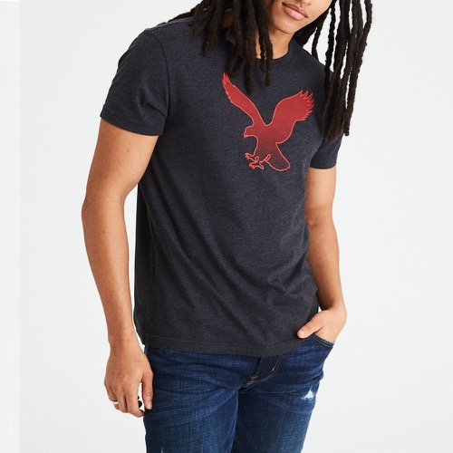AEO 美國老鷹 經典標誌大老鷹印刷短袖T恤-深灰色 Amercan Eagle