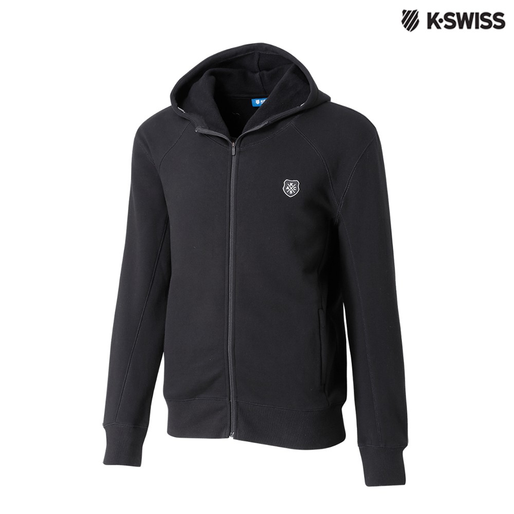 K-SWISS Fleece Jaket時尚連帽外套-男-黑