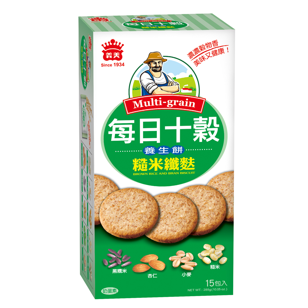 義美 每日十穀養生餅-糙米纖麩(285g)