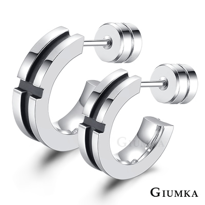 GIUMKA 十字情人 珠寶白鋼情侶耳環 銀色 單邊單個