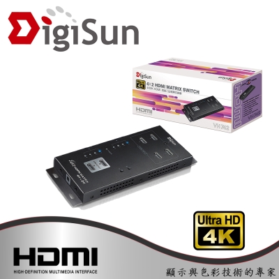 DigiSun VH742 4K2K HDMI四進二出矩陣切換器