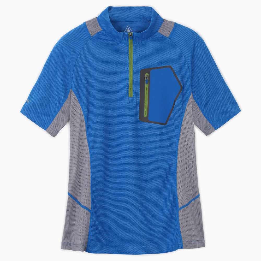 【ATUNAS 歐都納】男款吸濕排汗抗UV短袖立領T恤 A1-T1513M 寶藍