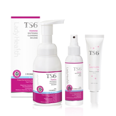 TS6護一生 私密淨白三步驟(淨白植感慕斯180g+嫩白化妝水100g+粉淡色凝膠30g)