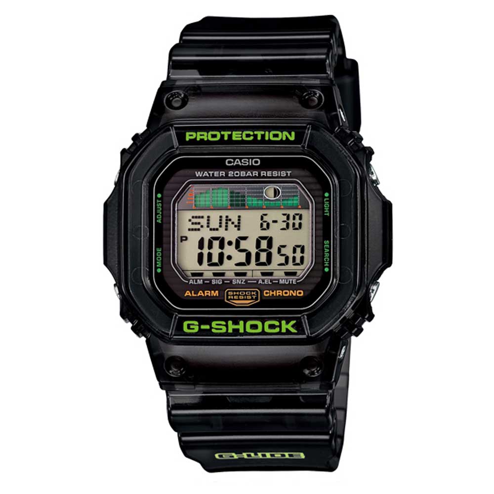 G-SHOCK 衝浪極限運動愛好者果凍新色休閒錶-果凍黑x亮眼綠/43.2mm