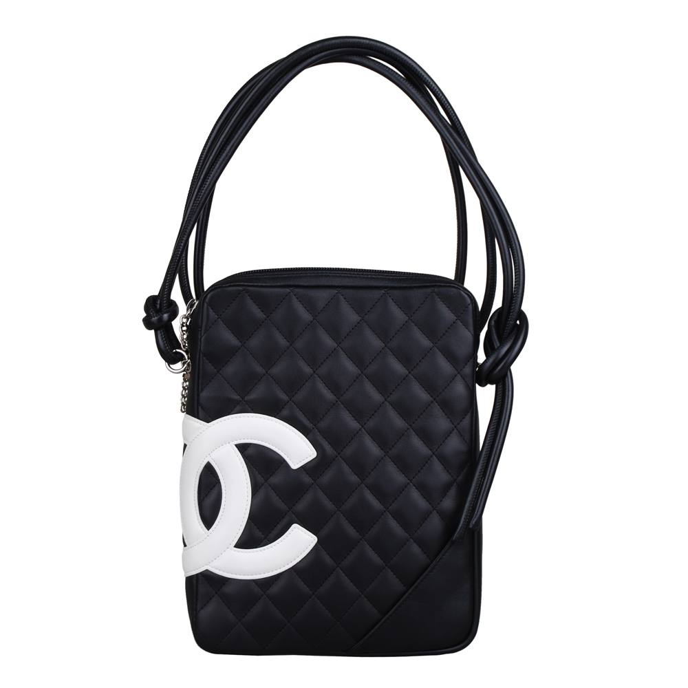 CHANEL 經典康朋系列方形斜背包(黑白)-展示品