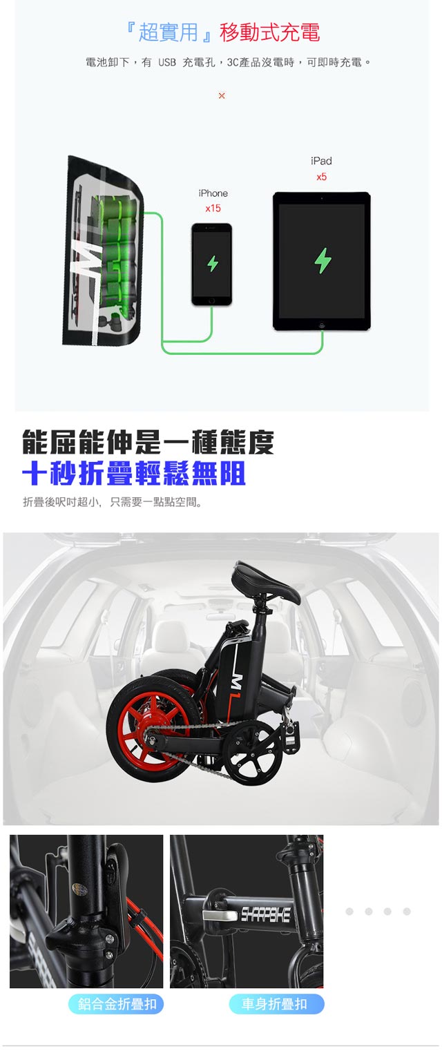 【e路通】EF-M1 小威力 鋁合金 36V鋰電 三星電芯 搭配 APP 摺疊 電動車