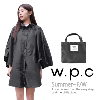 w.p.c 垂墜斗篷款。時尚雨衣/風衣(R1004)_黑色