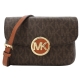 MICHAEL KORS Fulton 圓牌滿版LOGO雙層翻蓋斜背包(咖) product thumbnail 1