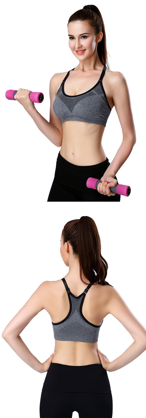 運動內衣 減震彈性可調肩帶運動內衣 (黑色)-AQUA Peach