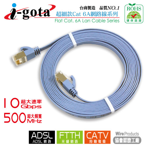 i-gota CAT6A超高速網路傳輸扁線 3M