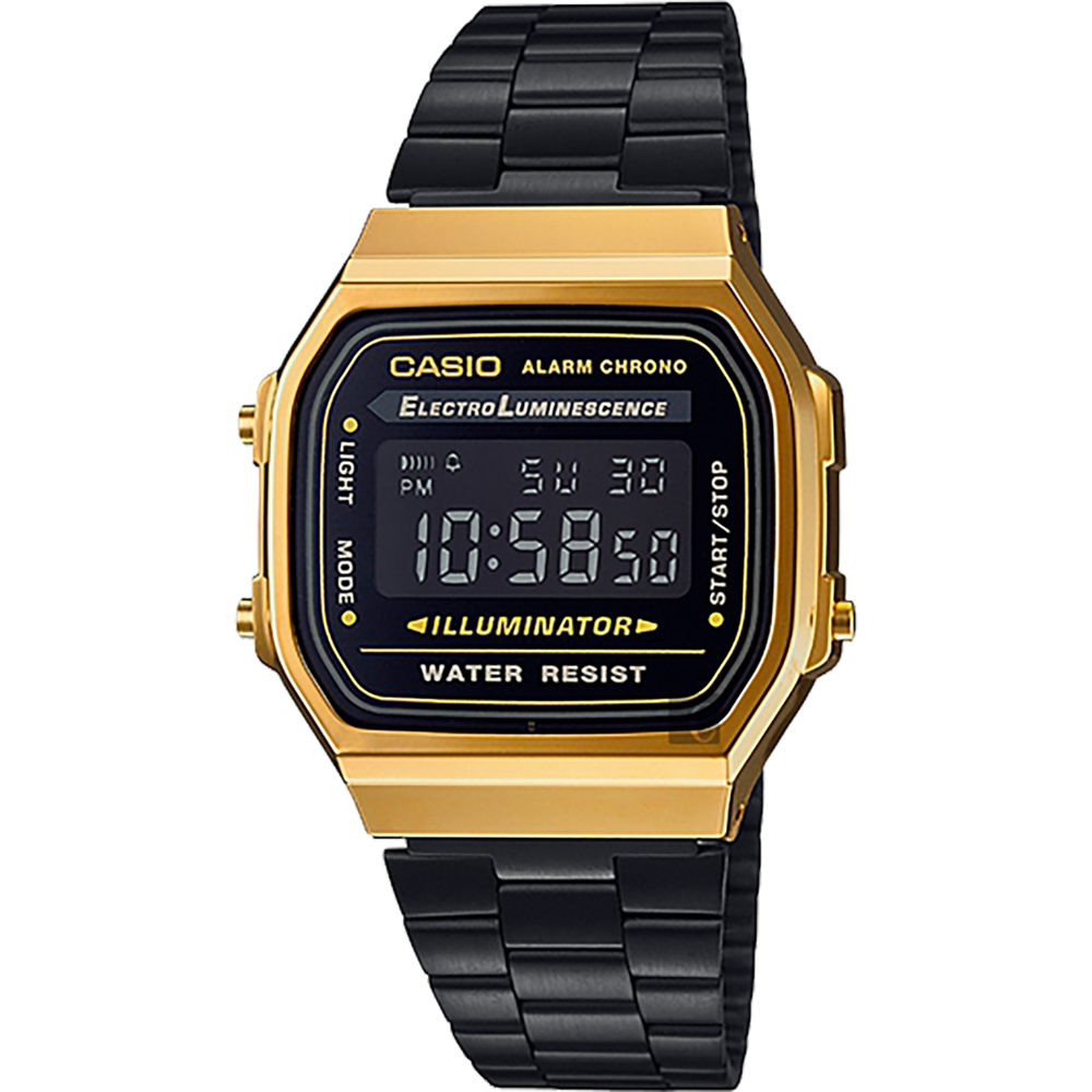 CASIO 卡西歐 Digital 經典電子錶-黑金/38.6mm