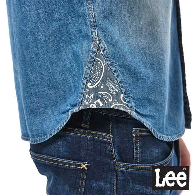 Lee 牛仔短袖襯衫-男款-藍