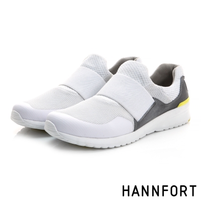 HANNFORT RS8網布套入式氣墊休閒鞋-男-簡單白