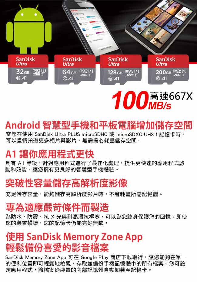 SanDisk 64G 100MB/s Ultra A1 microSDXC U1 記憶卡