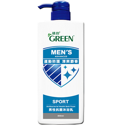 綠的GREEN 男性抗菌沐浴乳-運動修護 清爽麝香850ml