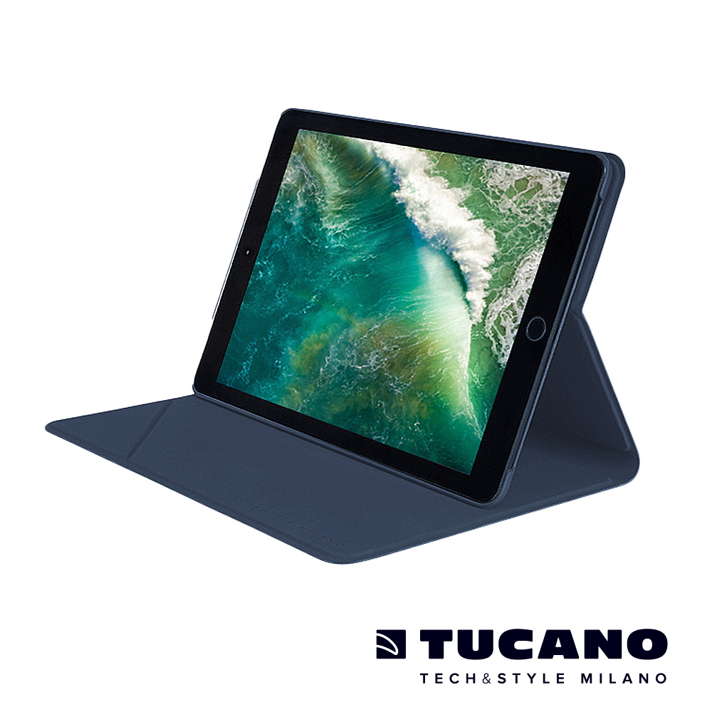 TUCANO iPad Pro 10.5吋髮絲紋可站立式保護套-藍