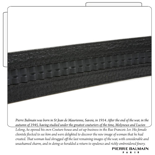 PB 皮爾帕門-都會設計直條格款-頭層牛皮自動扣皮帶-855