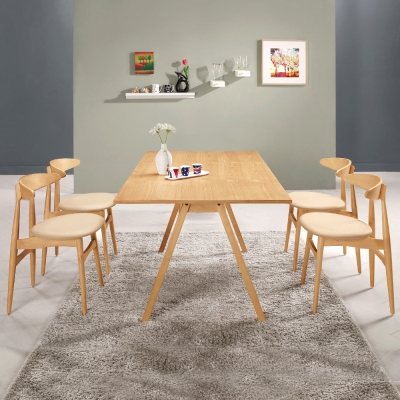 Boden-歐文簡約現代餐桌椅組(一桌四椅)170x85x74cm