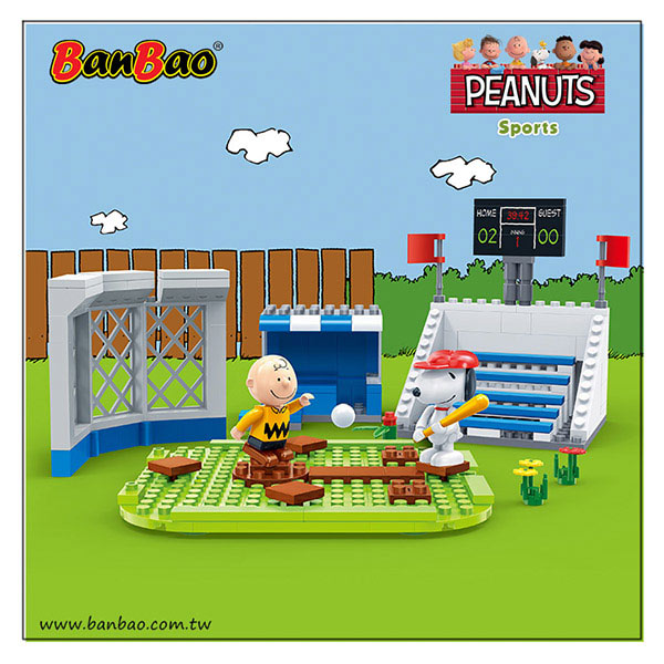 BanBao邦寶積木 史努比系列 Peanuts Snoopy 開心打棒球 7529