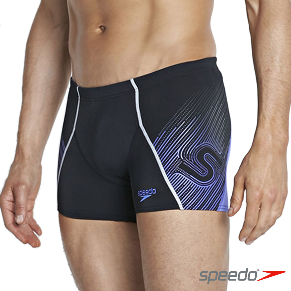 SPEEDO 男人運動四角泳褲 Speedofit V 黑-紫