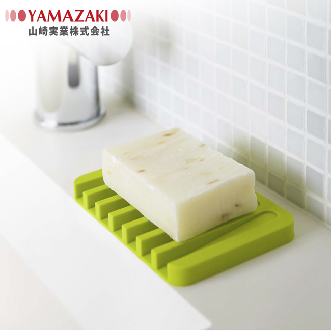 YAMAZAKI Flow斷水流肥皂架-綠★浴室收納/衛浴收納/肥皂盤/肥皂
