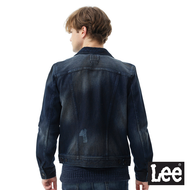 Lee 襯衫式牛仔外套-男款-深藍