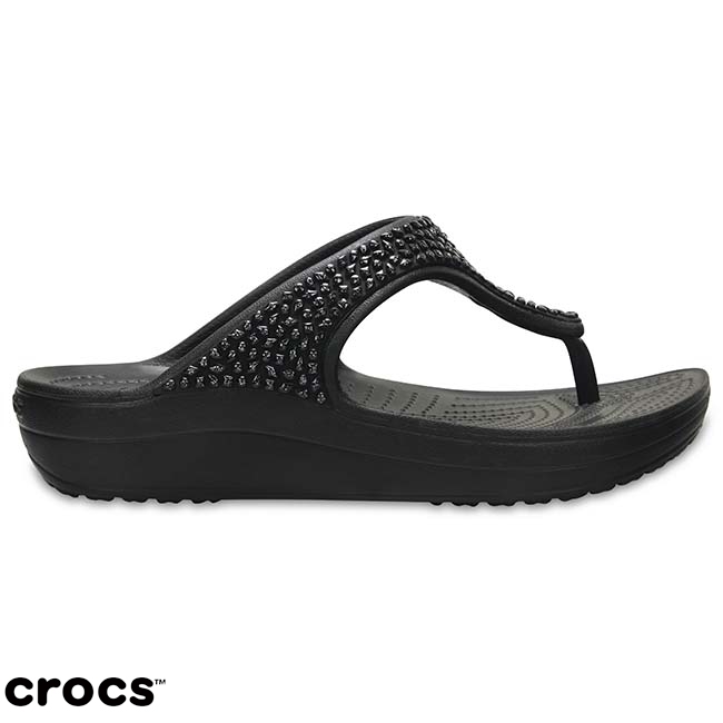 Crocs 卡駱馳 (女鞋) 思瓏厚底閃亮人字拖 204181-060