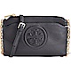 TORY BURCH BOMBE 典雅荔枝紋全皮革縫線LOGO金屬鍊帶斜背包-雅致黑 product thumbnail 1