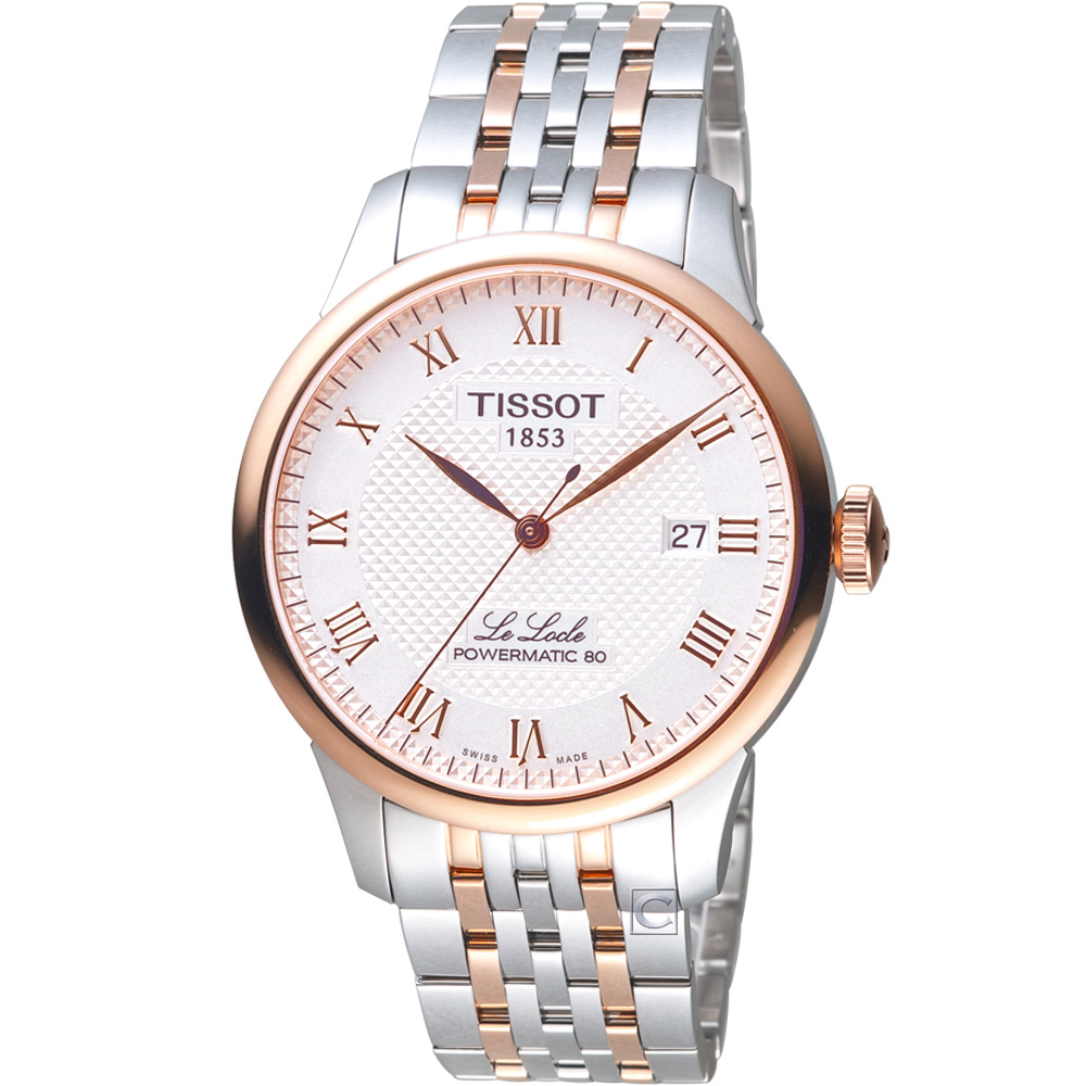 TISSOT天梭 Le Locle 80小時動力儲存機械錶-雙色/39mm