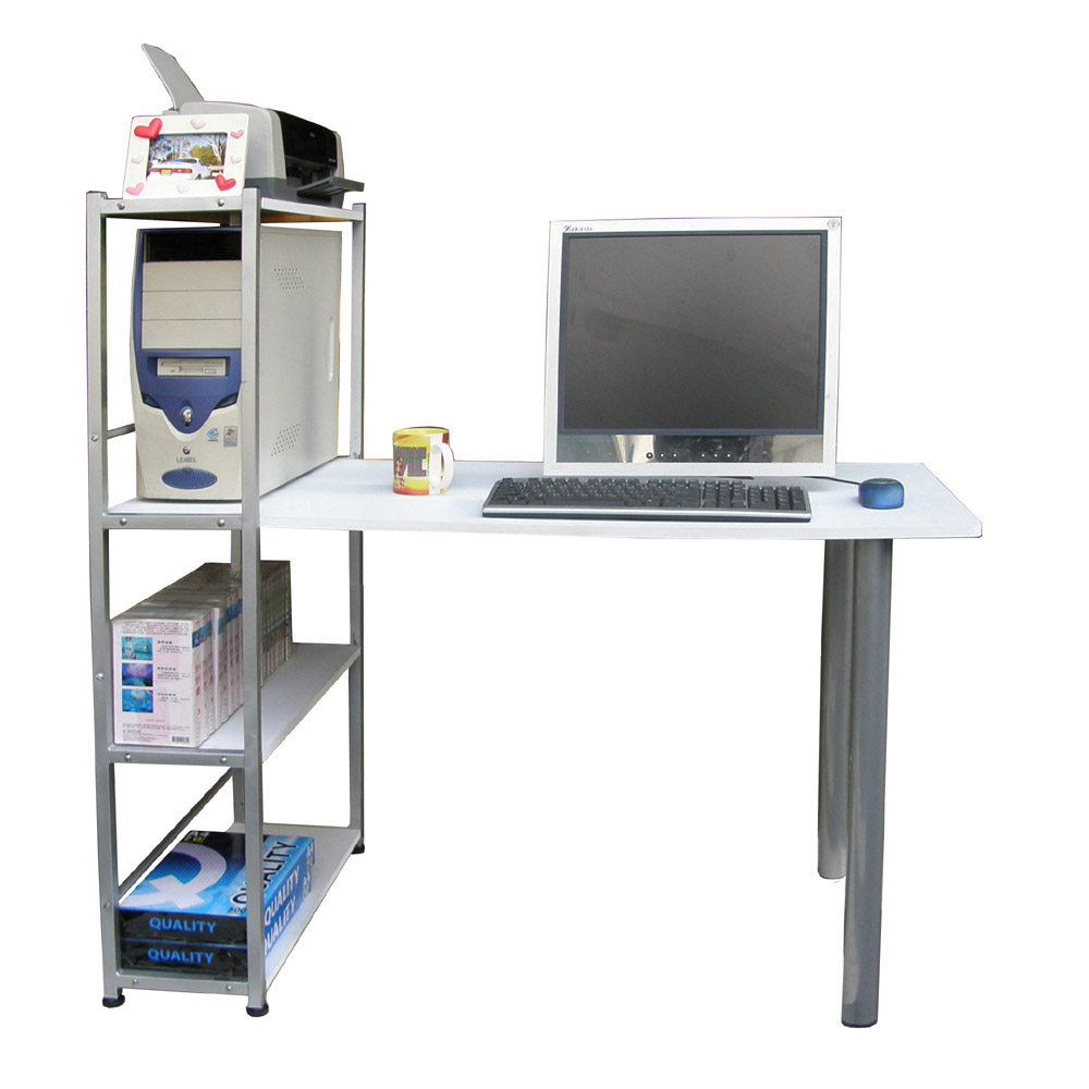 Dr. DIY 4層置物架書桌/電腦桌(深60x寬120cm)-素雅白色