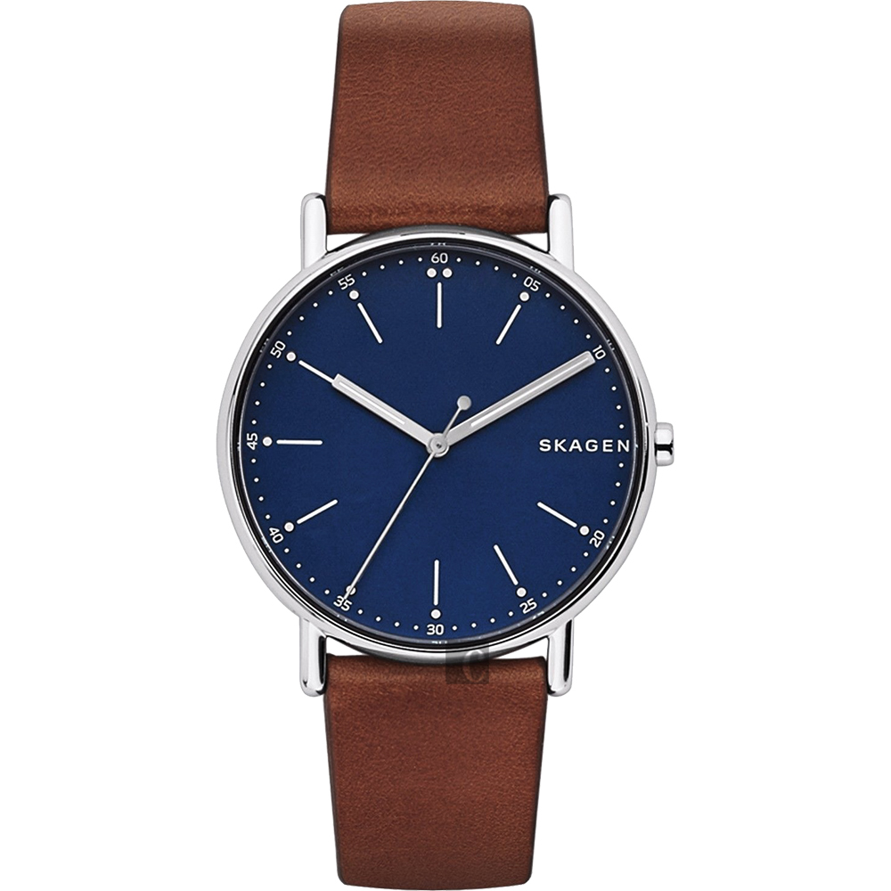 Skagen Signature 北歐時尚腕錶-藍x咖啡/40mm