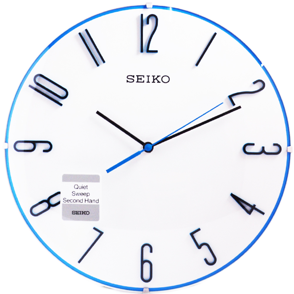 SEIKO 精工 地中海無邊框 立體時標 靜音 時鐘 掛鐘(QXA672W)