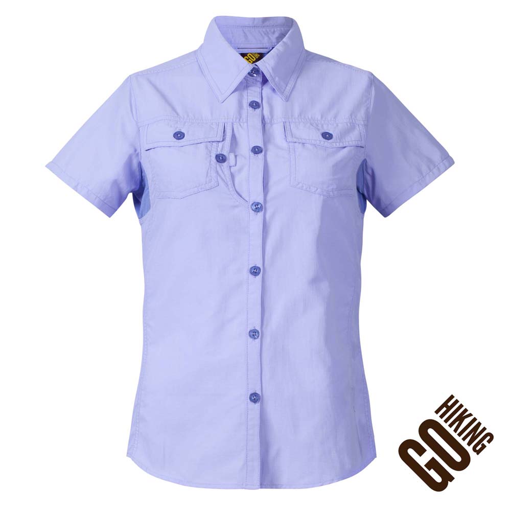【GoHiking】女吸排抗UV短袖襯衫-淺紫