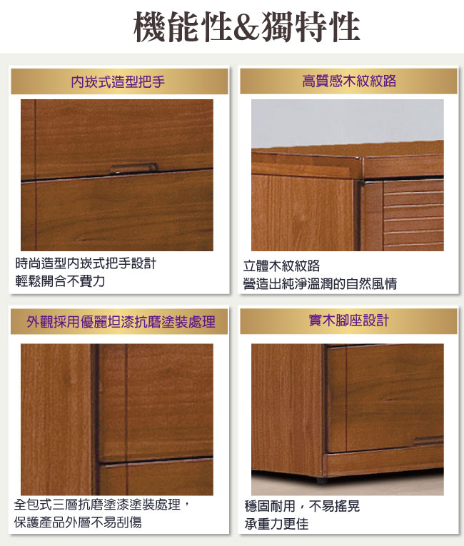 品家居 凱格4尺柚木紋實木六斗櫃-121x42x75cm免組