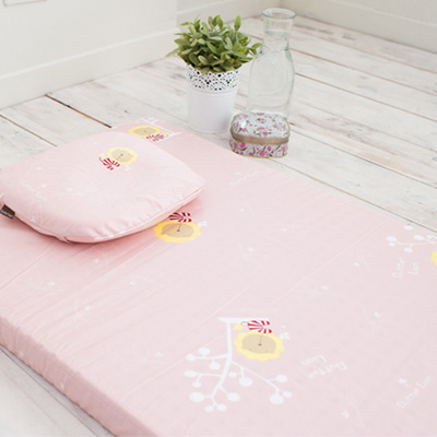 奶油獅 正版授權100%精梳純棉馬來西亞乳膠嬰兒床墊(小)+塑形圓枕2件組-三色可選