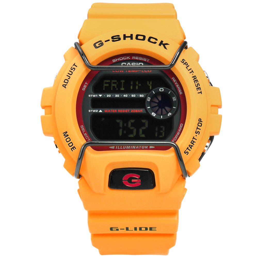 G-SHOCK 極限運動抗低溫防撞擊雙色橡膠手錶(GLS-6900-9)-黃色/49mm