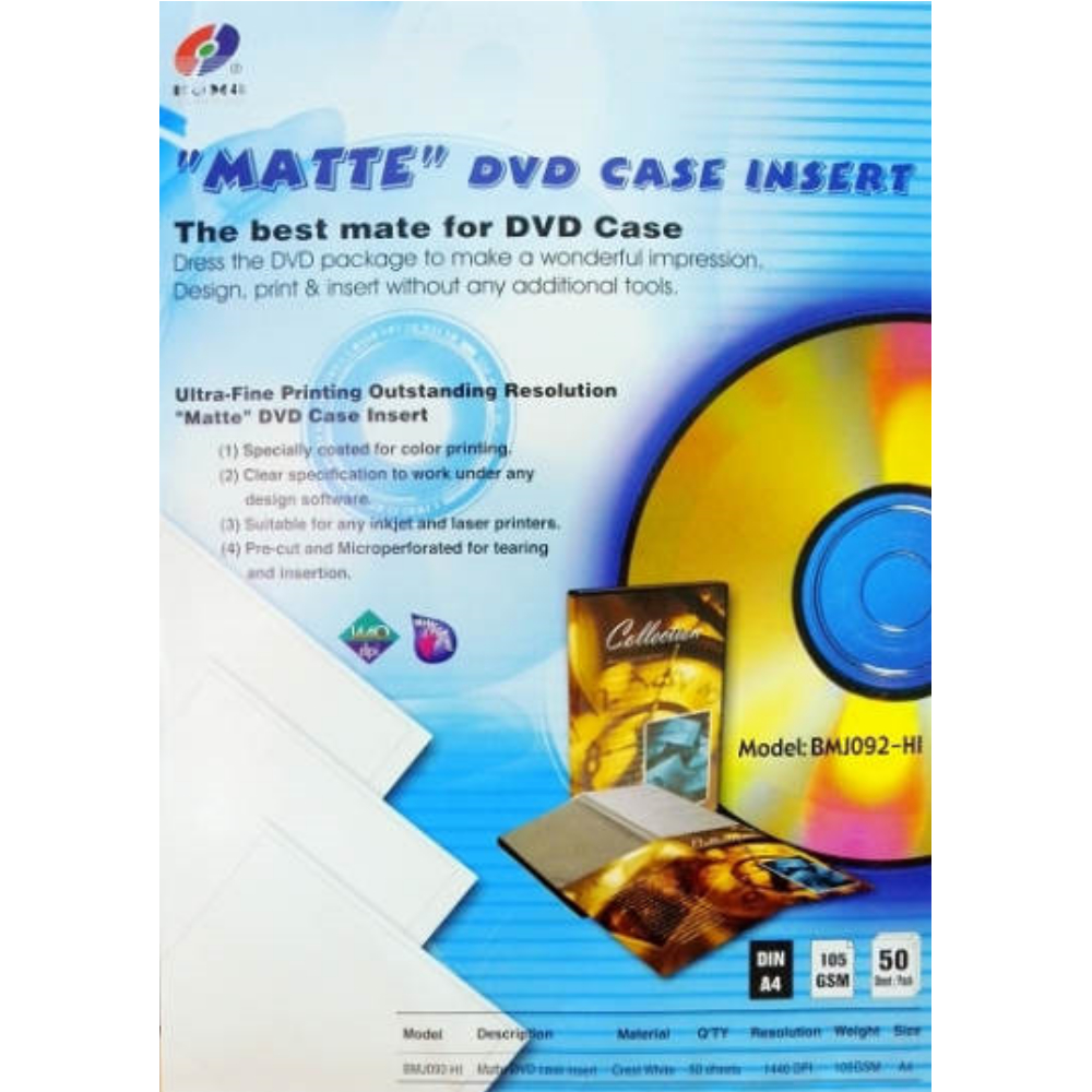 印碟通BMJ092-HI DVD光碟盒封套紙卡1400dpi (一組3包)