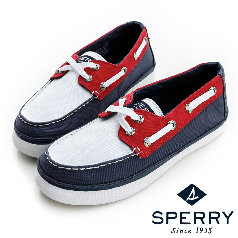 SPERRY美式帆布鞋(男童)-紅/白/藍