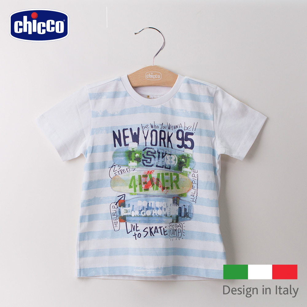 chicco-滑板條紋短袖T恤(1-3歲)